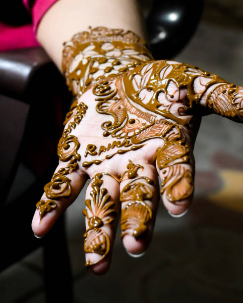 istock Henna tattoo art on women hand 1469371469