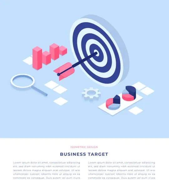 Vector illustration of Business Target Concept Isometric 3D Illustration