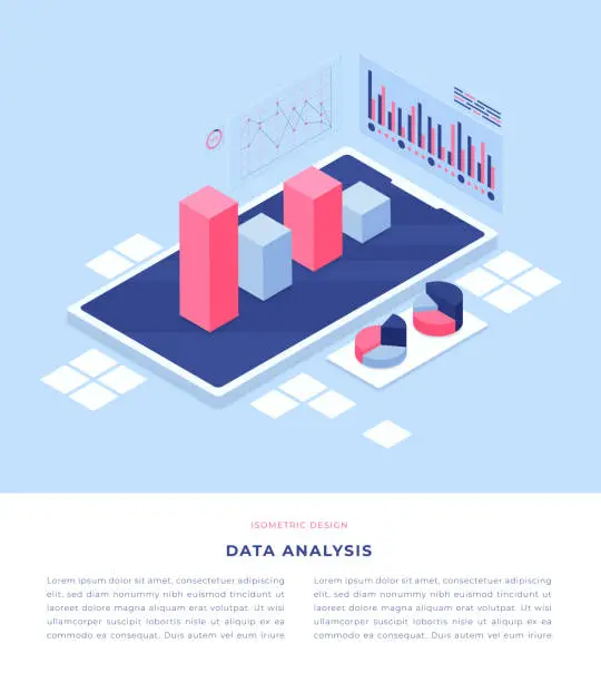 Vector illustration of Data Analysis Concept Isometric 3D Illustration