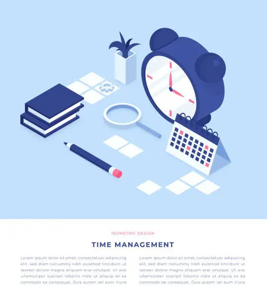 Vector illustration of Time Management Concept Isometric 3D Illustration