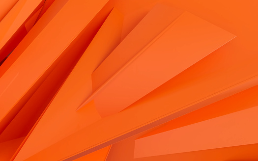 3D orange abstract geometric  background. 3D render illustration.