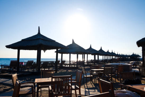 istock Winter view of a beach that is full in summer 1469384493
