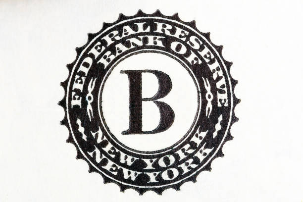 Federal Reserve System sign on two U.S. dollar bill