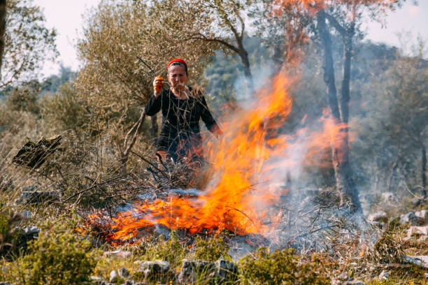 Busto Arsizio, Italy - 2024 Jan, 25: It is customary to burn the puppets that represent winter and the troubles of the past.\nA propitiatory and identity rite, to be experienced together in the streets and squares of the city.