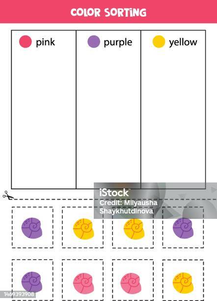 Color Sorting Shells Sort Cute Seashells By Colors Learning Colors For Children Stock ...