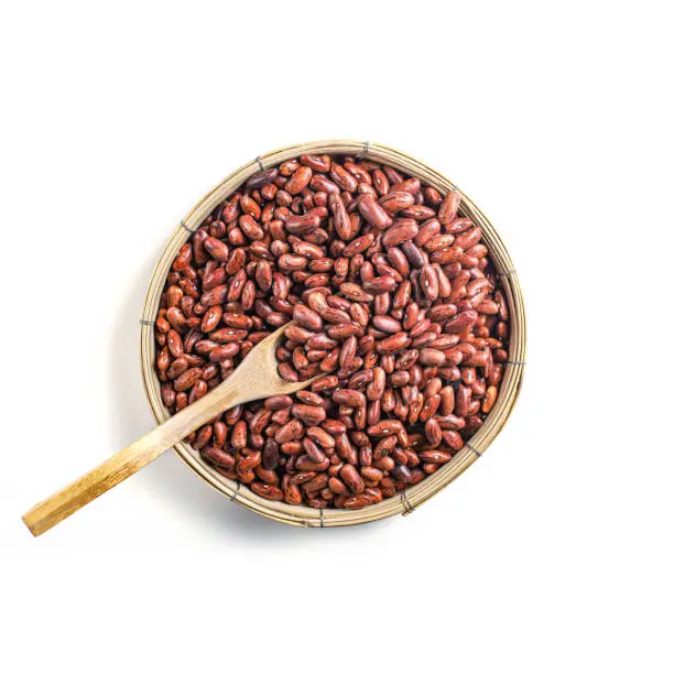 Photo of Indian Red Bean (Rajma, Chitra Pinto Bean,  Red kidney Beans), Rajma in threshing basket