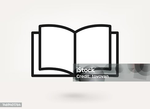 istock Opened paper book. Education concept. vector linear icon 1469401764