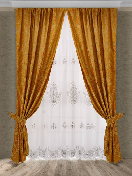 istock A beautiful curtain with a catch. Isolated white background. 1469405799