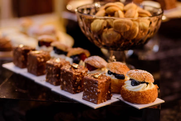 istock Candy bar. Table with sweets, candies, dessert. Chocolate mousse. 1469405941