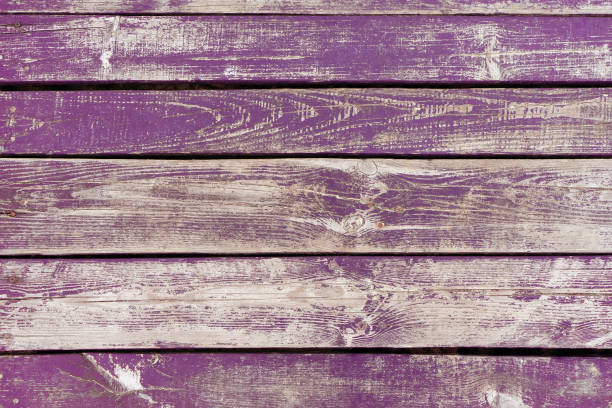 Wooden background. Old purple painted wooden plank surface, aged weathered cracked boards. Grunge shabby texture, wallpaper, backdrop