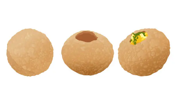 Vector illustration of Indian food Pani puri on white background .