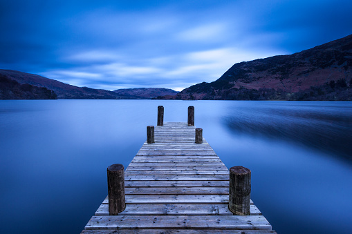 Ullswater is the second largest lake in the English Lake District, being about 7 miles long and 0.75 miles wide, with a maximum depth a little over 60 metres. It was scooped out by a glacier in the Last Ice Age.