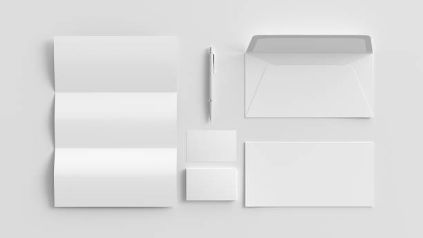 istock Blank corporate stationery set mockup on white background. Branding mock up. 1469451665