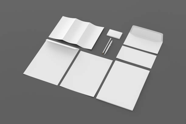 istock Blank corporate stationery set mockup on gray background. 1469452669