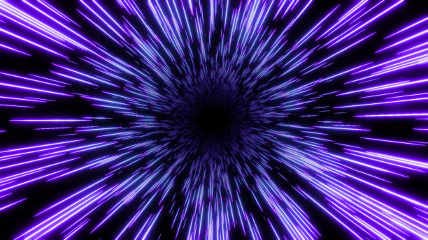 istock Abstract background dynamic 3d burst lines, neon glow colors on black, cosmic speed concept 1469458314