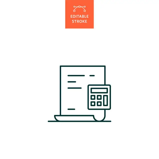 Vector illustration of Financial Report Line Icon with Editable Stroke. The Icon is suitable for web design, mobile apps, UI, UX, and GUI design.