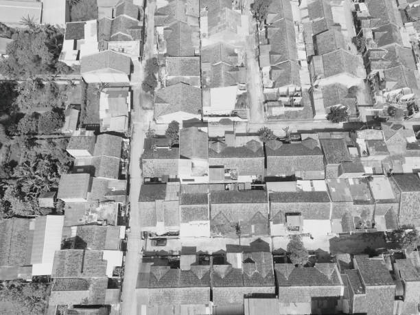 istock Top down residential district landscape view 1469467271