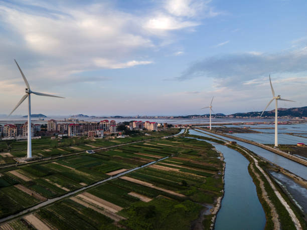 istock Windmills in the countryside by the sea 1469467749