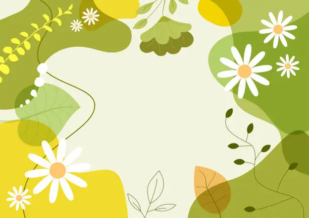 Vector illustration of Abstract simply background with natural line arts - spring theme -