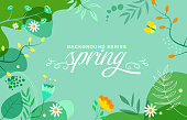 Abstrakter einfacher Hintergrund mit natürlichen Linienbildern - Frühlingsthema -