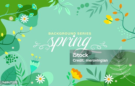 istock Abstract simply background with natural line arts - spring theme - 1469471270