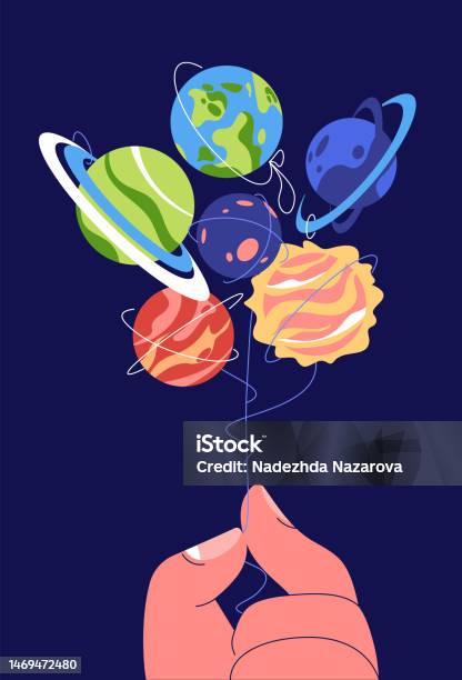 Astronomy And Space Exploration Concept Hand Holding Planets Tied With  astronomy-and-space-exploration-concept-hand-holding-planets-tied-with