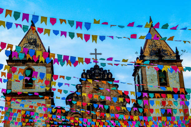 istock Church and colorful flags 1469473104