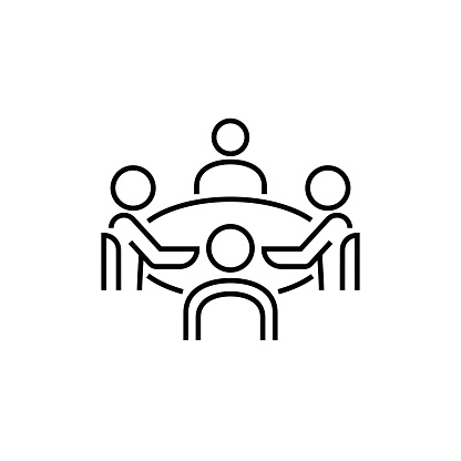 Meeting Room and Coworker Line Icon