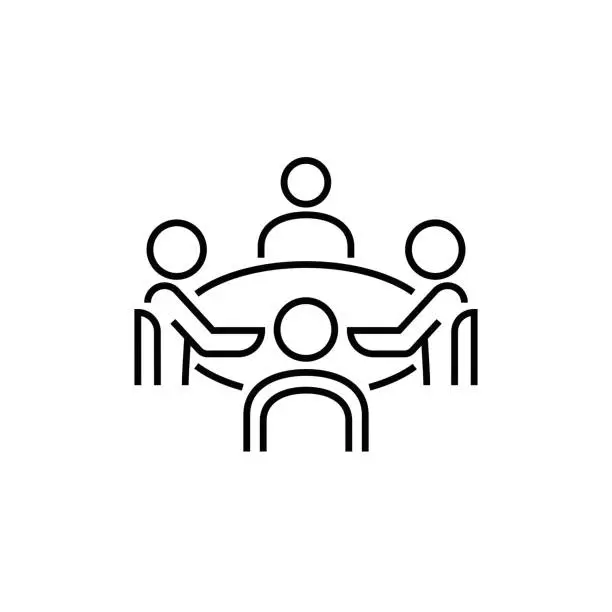 Vector illustration of Meeting Room and Coworker Line Icon