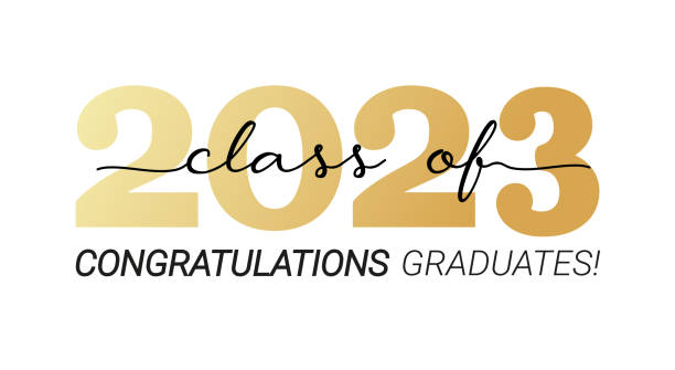 Class of 2022. Congratulations graduates graduation concept for banner.Flat style. Vector illustration Class of 2023. Congratulations graduates graduation concept for banner, greeting card, stamp, logo, print, invitation. Graduation gold typography design template. Flat style vector illustration graduation stock illustrations