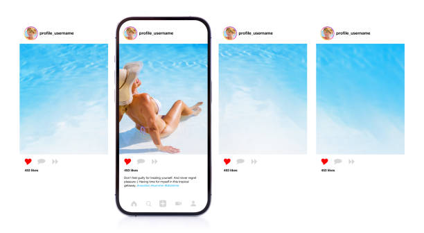 istock Mockup for multiple photo post on sample social media platform 1469477395