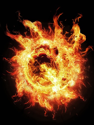 3d illustration of fireball burning in science concept