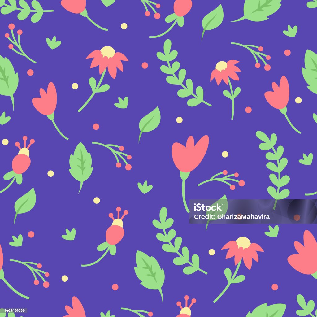 Seamless Hand Drawn Floral Vector Pattern Background Stock Illustration ...