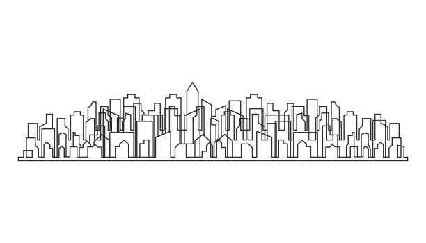 moderne skyline der stadt - cityscape real estate urban scene outdoors stock-grafiken, -clipart, -cartoons und -symbole