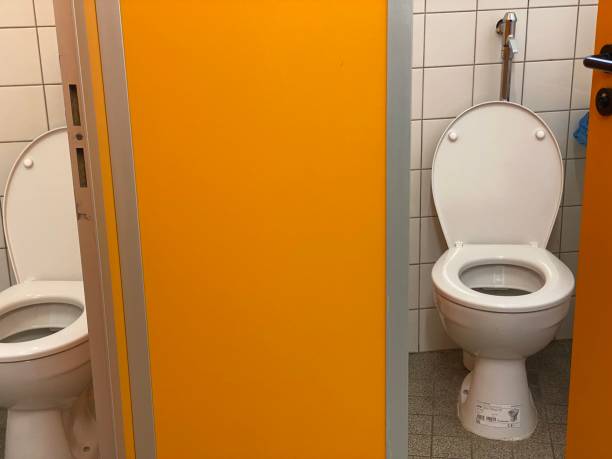 istock Public toilets in 1970s design 1469487826