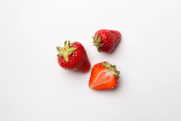 istock Fresh strawberries on white background, top view 1469488441