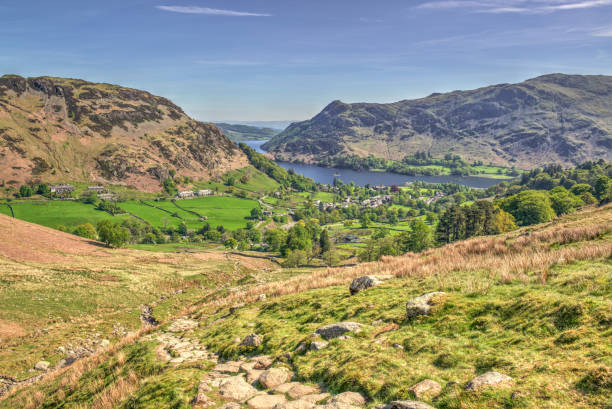 Looking towards Glenridding Dodd, Glenridding, Ullswater and Place Fell from Birkhouse Moor. stock photo