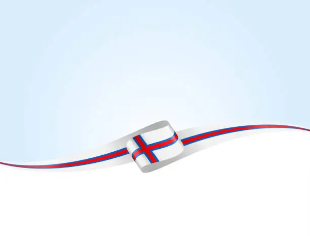 Vector illustration of Faroe Islands Flag Ribbon. Flag of Faroe Islands Long Banner on Background. Template. Space for Copy. Vector Stock Illustration