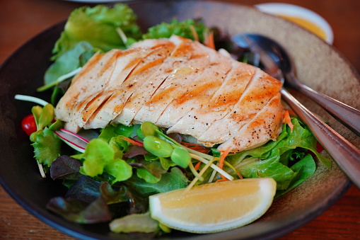 Close-up Chicken steak on plate