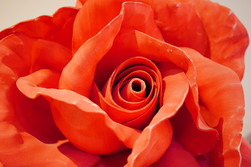 Close-up of the artificial red roses flower