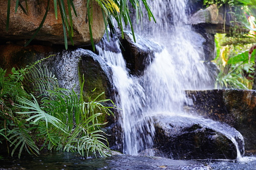 Artificial waterfall in garden