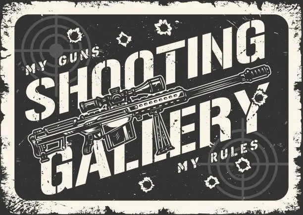 Vector illustration of Shooting gallery vintage monochrome element