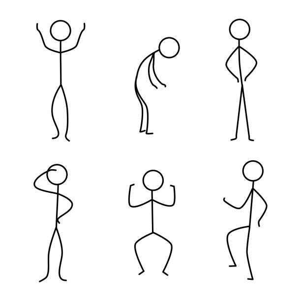 bildbanksillustrationer, clip art samt tecknat material och ikoner med set of stick figures. presentation stick men. different movements of the stick figures for your web site design, app, ui. eps10. - streckfigur