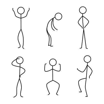 Set of stick figures. Presentation stick men. Different movements of the stick figures for your web site design, app, UI. EPS10.