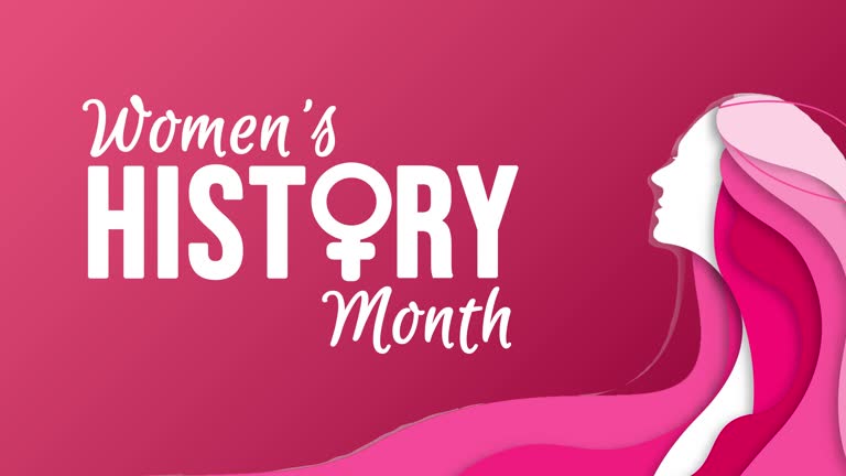 Women's History Month video with animated Womens face for Women's History Month. (Womens History Month).