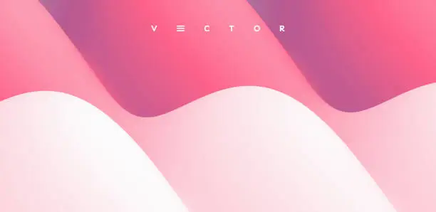 Vector illustration of Abstract wavy background with modern gradient colors. Trendy liquid design. Motion sound wave. Vector illustration for banners, flyers and presentation.