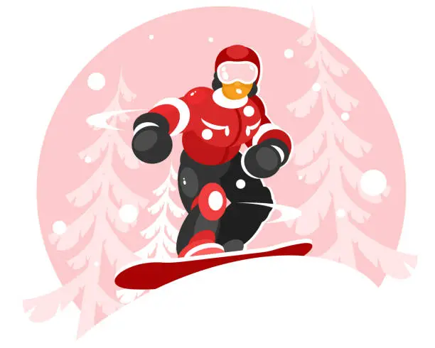 Vector illustration of Male snowboarder vector