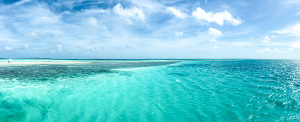 푸른 바다와 위에서 본 베네수엘라 로스 로케스의 해변. - latin american culture eco tourism bay standing water 뉴스 사진 이미지