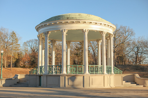 Rotunda columns around lake and park historic european style