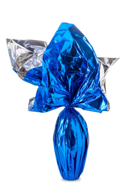 istock Easter egg wrapped in glittering blue paper 1469504430